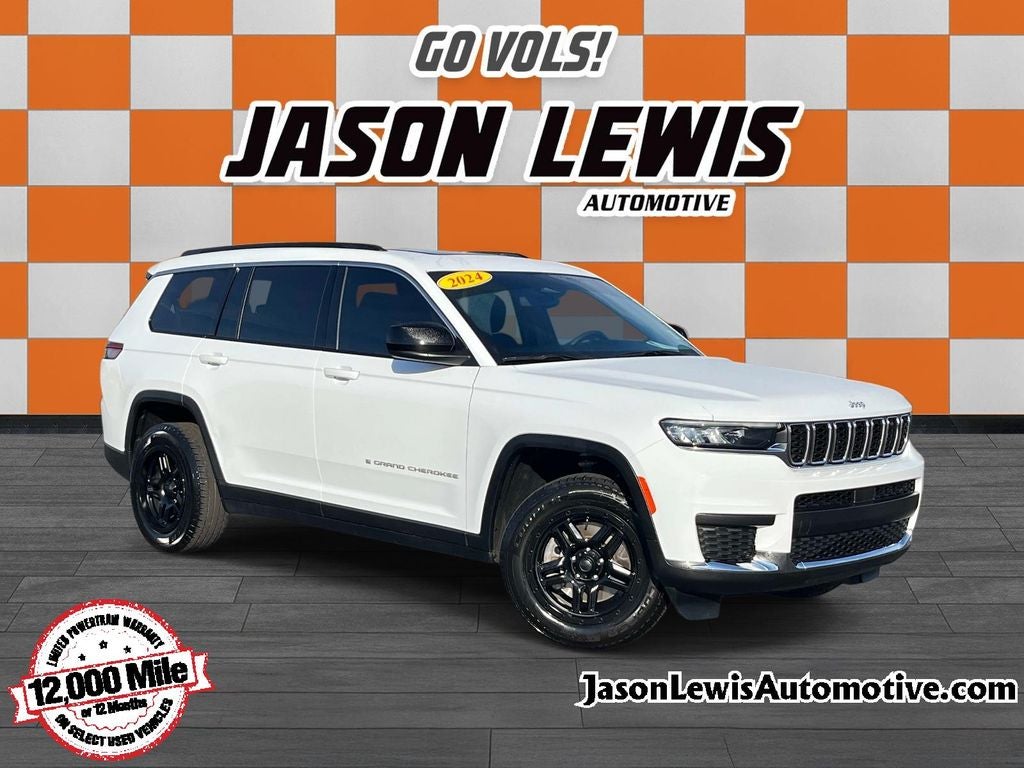 2024 Jeep Grand Cherokee L Laredo in Bright White Clearcoat — front three-quarter view