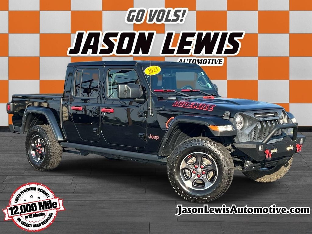 2023 Jeep Gladiator Rubicon in Black Clearcoat — front three-quarter view