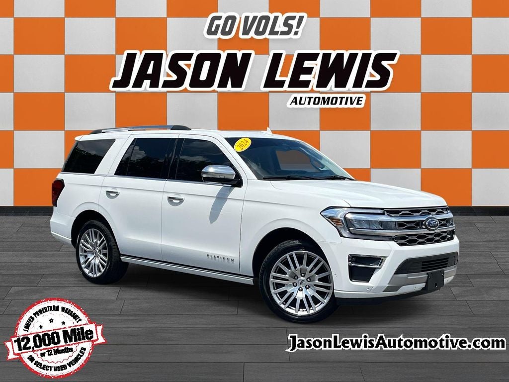 2024 Ford Expedition Platinum in White Metallic — front three-quarter view