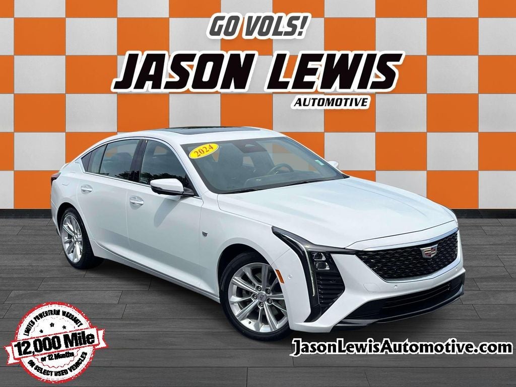 2025 Cadillac CT5 Premium Luxury in Summit White — front three-quarter view