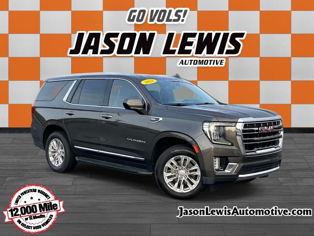 2021 GMC Yukon SLT in Quartz Metallic — front three-quarter view