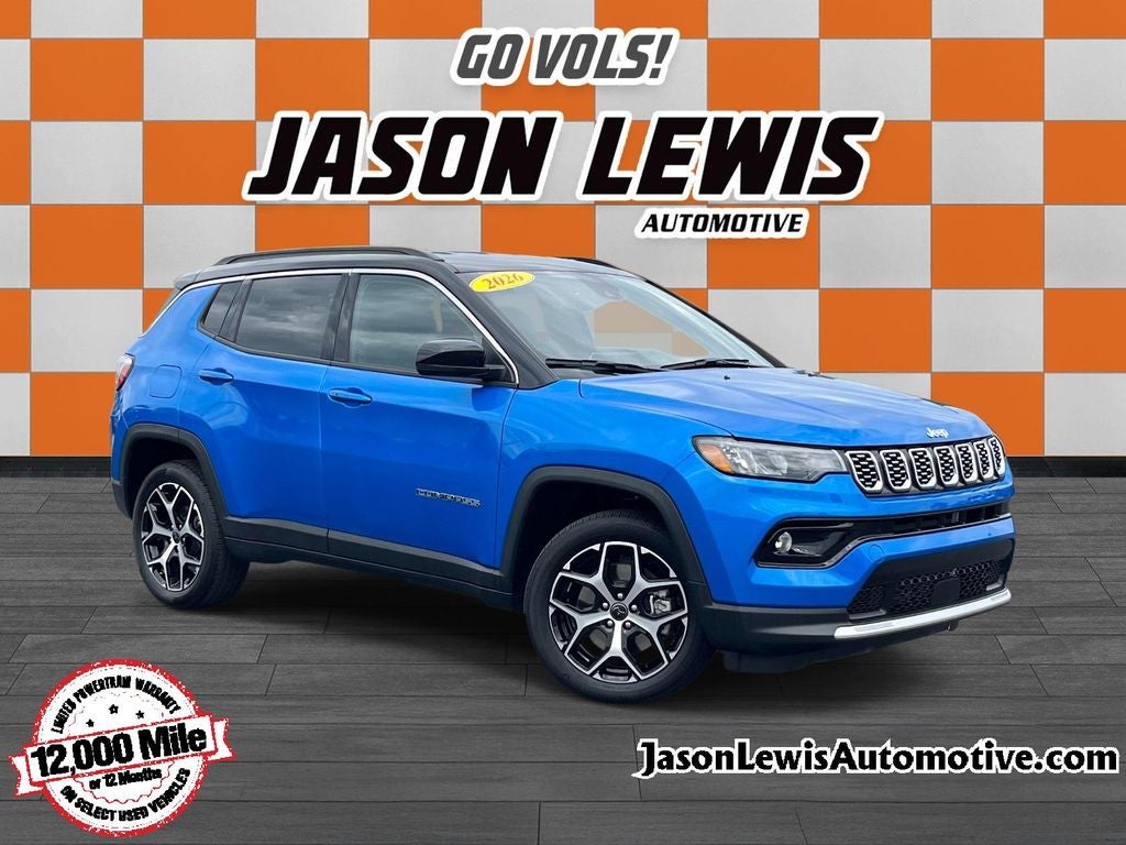 2026 Jeep Compass Limited in Blue Pearl — front three-quarter view
