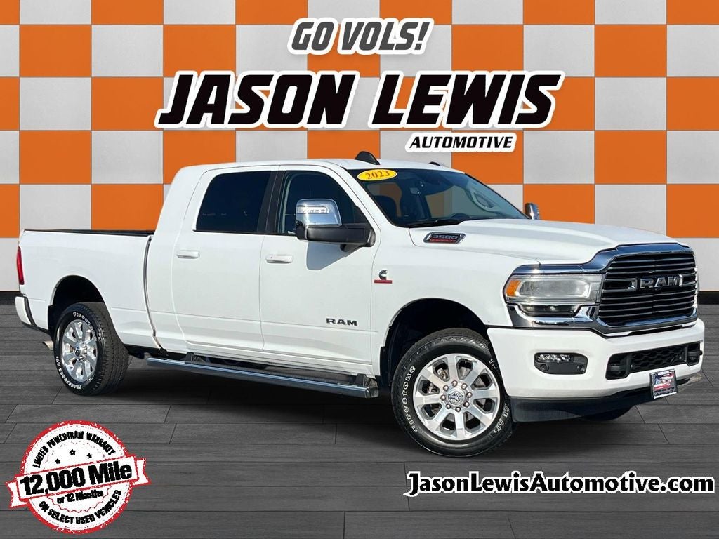 2023 RAM 3500 Laramie in Bright White Clearcoat — front three-quarter view
