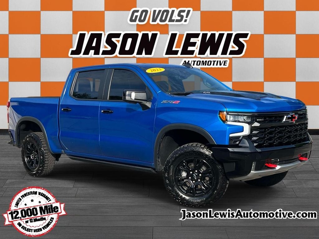 2023 Chevrolet Silverado 1500 ZR2 in Glacier Blue Metallic — front three-quarter view