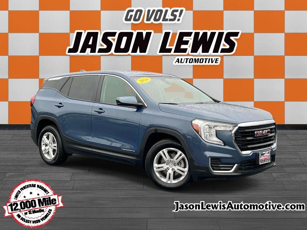 2024 GMC Terrain SLE in Downpour Metallic — front three-quarter view