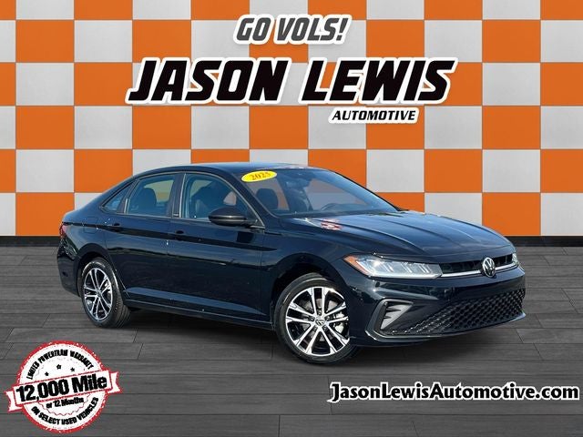 2025 Volkswagen Jetta 1.5T Sport in Deep Black Pearl — front three-quarter view