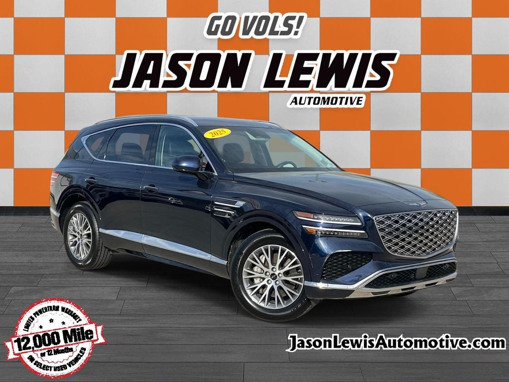 2025 Genesis GV80 2.5T in Capri Blue — front three-quarter view